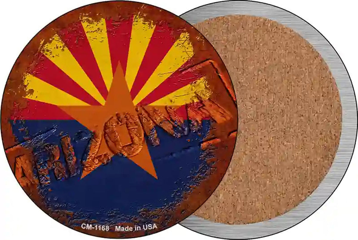 Arizona Rusty Stamped Novelty Circle Coaster Set of 4