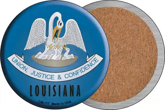 Louisiana State Flag Novelty Circle Coaster Set of 4
