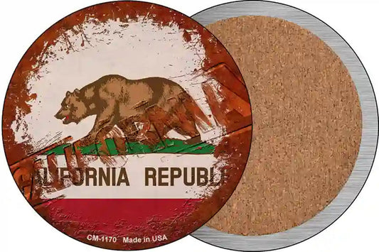 California Rusty Stamped Novelty Circle Coaster Set of 4
