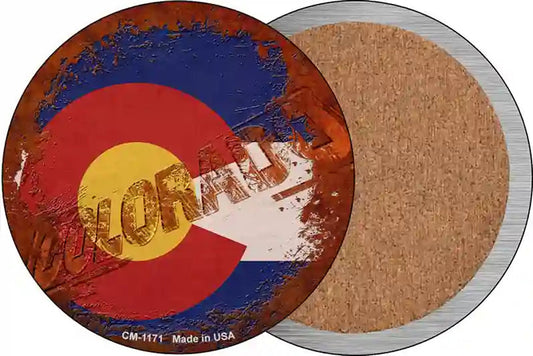 Colorado Rusty Stamped Novelty Circle Coaster Set of 4