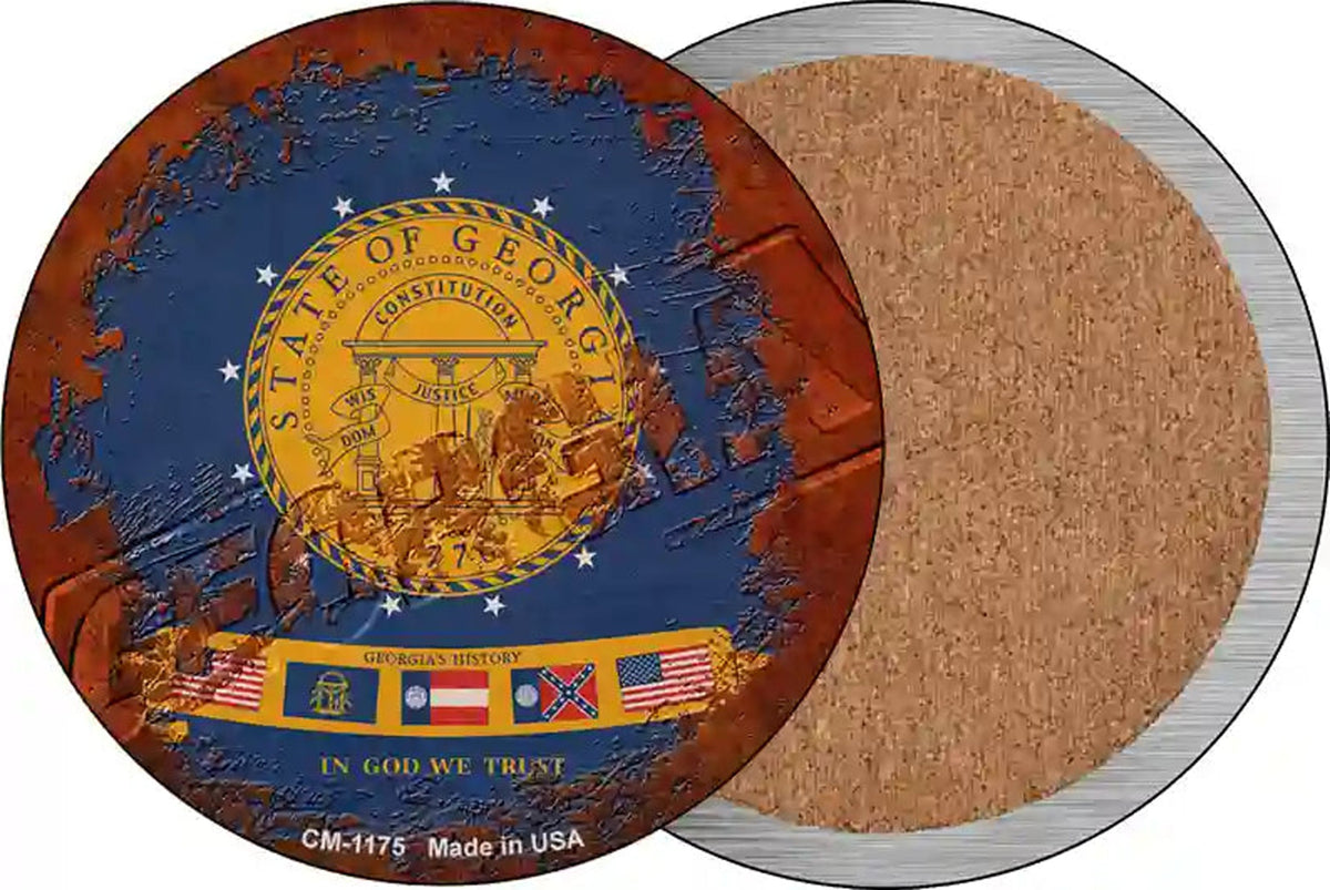 Georgia Rusty Stamped Novelty Circle Coaster Set of 4