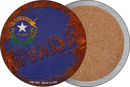 Nevada Rusty Stamped Novelty Circle Coaster Set of 4