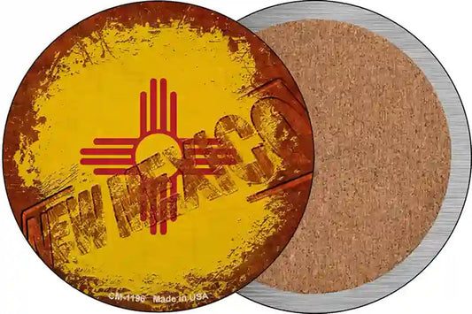 New Mexico Rusty Stamped Novelty Circle Coaster Set of 4