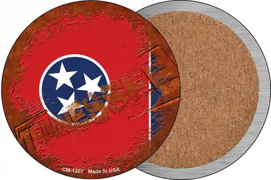 Tennessee Rusty Stamped Novelty Circle Coaster Set of 4