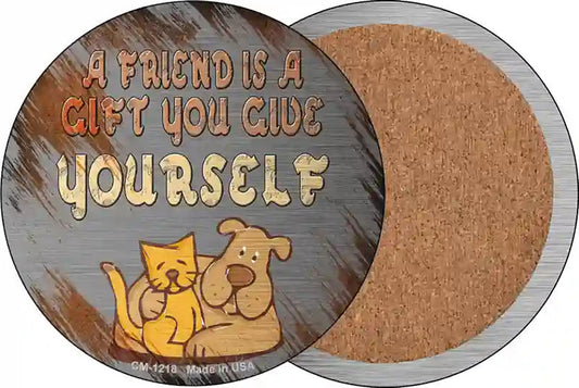 A Friend Is A Gift Novelty Circle Coaster Set of 4
