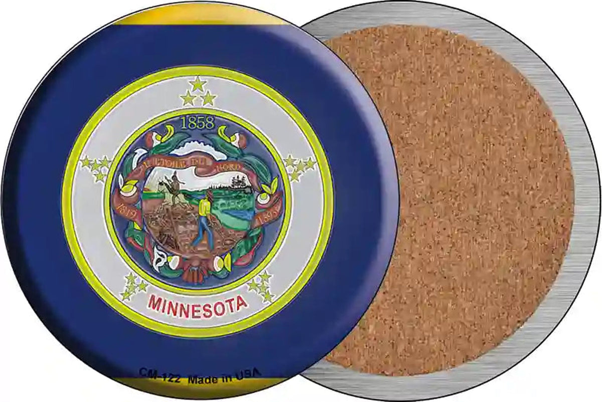 Minnesota State Flag Novelty Circle Coaster Set of 4