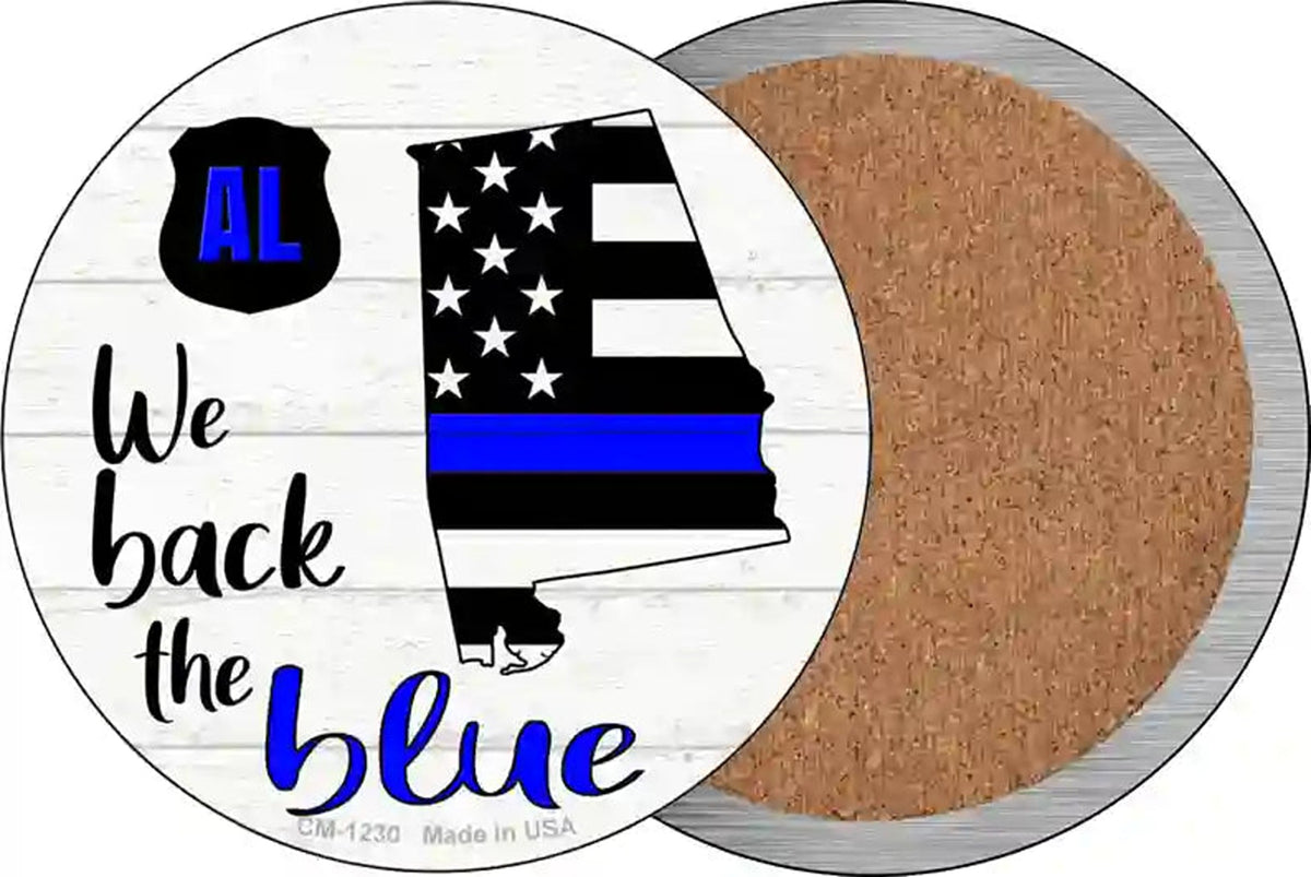 Alabama Back The Blue Novelty Circle Coaster Set of 4