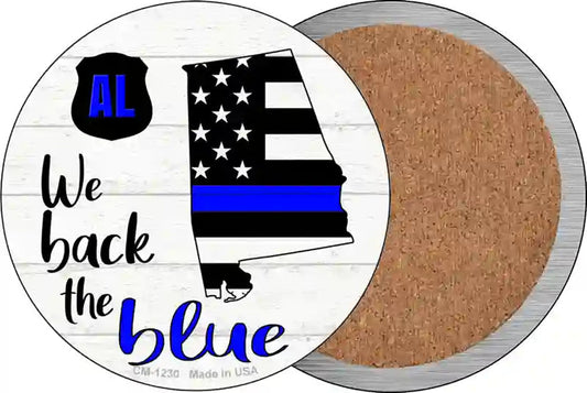 Alabama Back The Blue Novelty Circle Coaster Set of 4