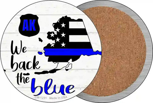 Alaska Back The Blue Novelty Circle Coaster Set of 4