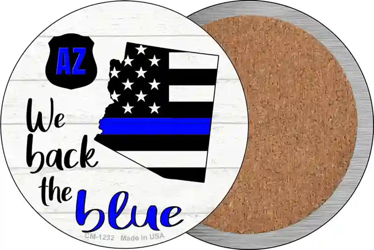 Arizona Back The Blue Novelty Circle Coaster Set of 4