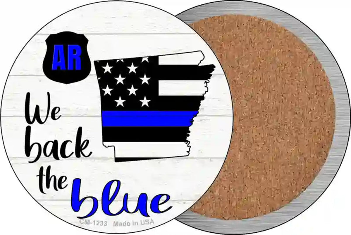 Arkansas Back The Blue Novelty Circle Coaster Set of 4