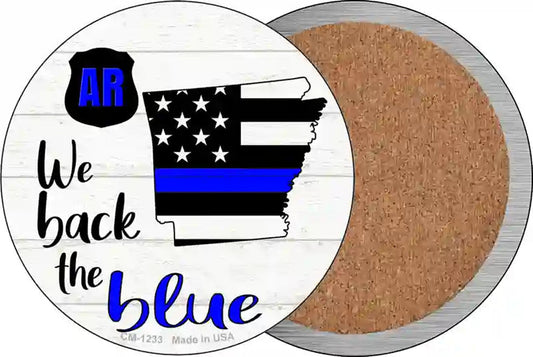 Arkansas Back The Blue Novelty Circle Coaster Set of 4