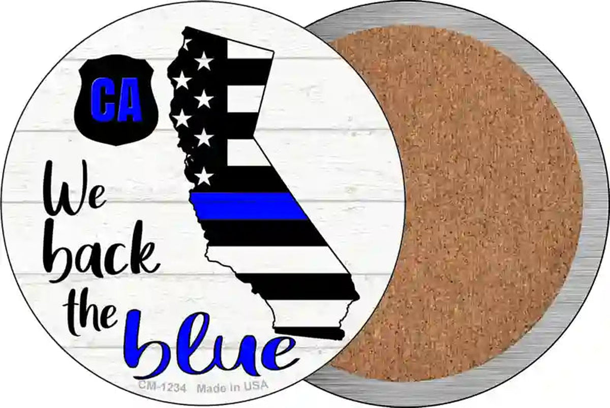 California Back The Blue Novelty Circle Coaster Set of 4