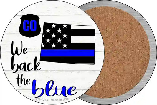 Colorado Back The Blue Novelty Circle Coaster Set of 4