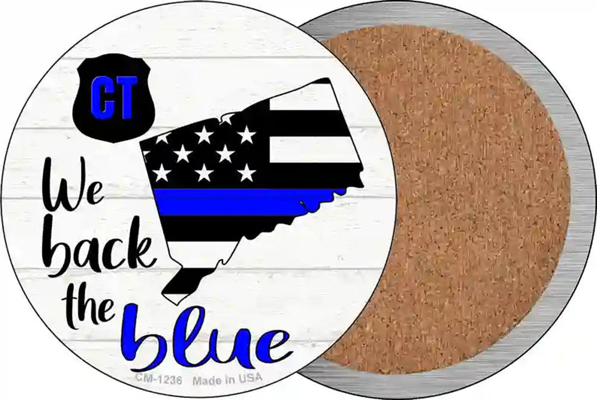 Connecticut Back The Blue Novelty Circle Coaster Set of 4