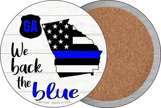 Georgia Back The Blue Novelty Circle Coaster Set of 4
