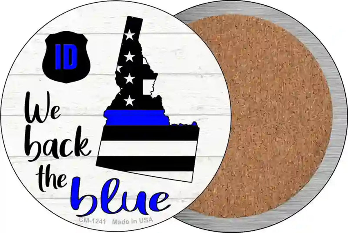 Idaho Back The Blue Novelty Circle Coaster Set of 4