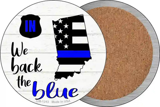 Indiana Back The Blue Novelty Circle Coaster Set of 4