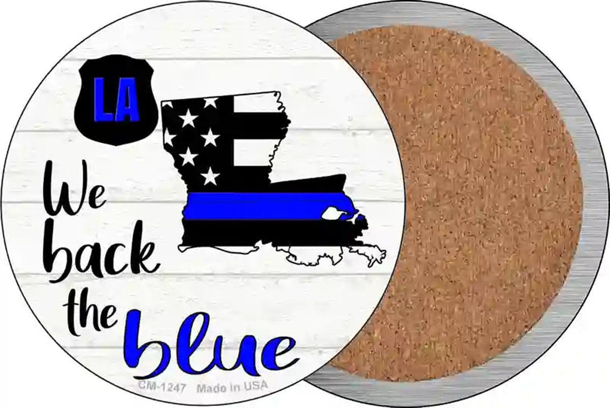 Louisiana Back The Blue Novelty Circle Coaster Set of 4