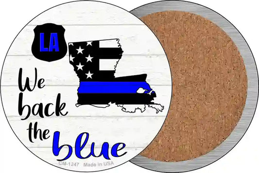 Louisiana Back The Blue Novelty Circle Coaster Set of 4