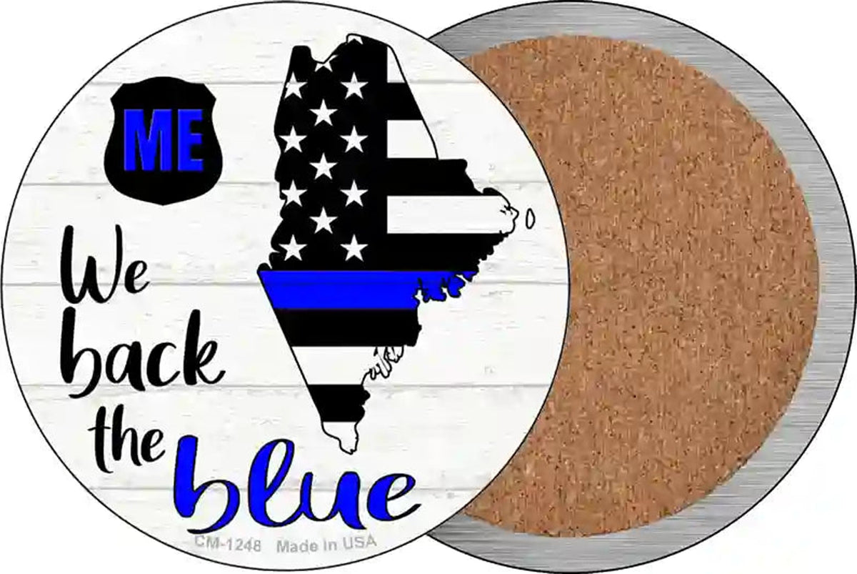 Maine Back The Blue Novelty Circle Coaster Set of 4