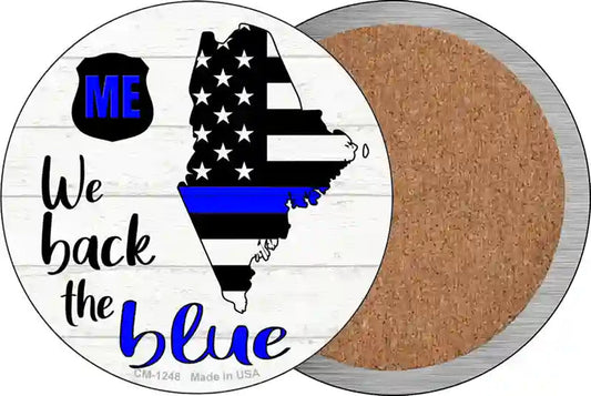 Maine Back The Blue Novelty Circle Coaster Set of 4