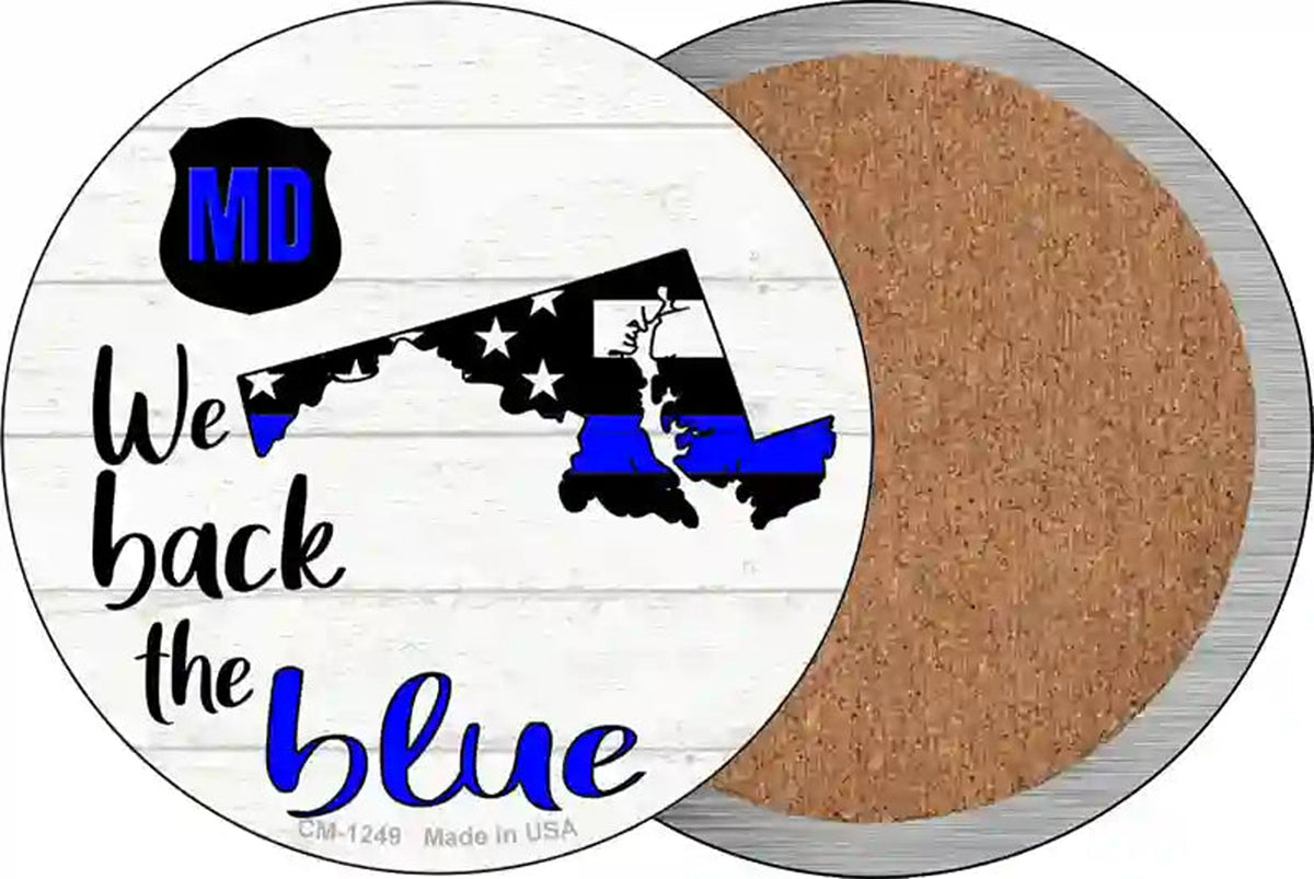 Maryland Back The Blue Novelty Circle Coaster Set of 4