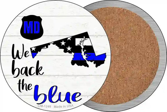 Maryland Back The Blue Novelty Circle Coaster Set of 4