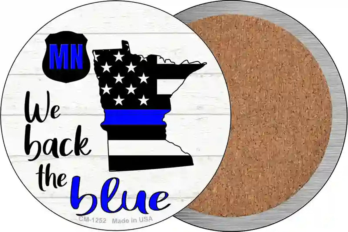 Minnesota Back The Blue Novelty Circle Coaster Set of 4