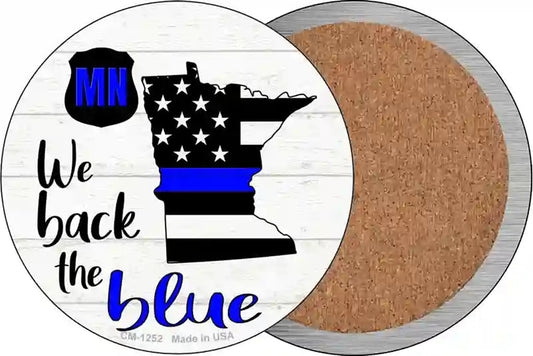 Minnesota Back The Blue Novelty Circle Coaster Set of 4
