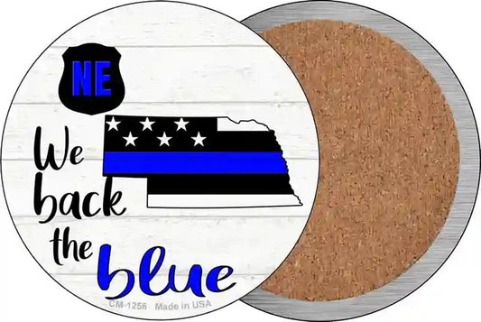 Nebraska Back The Blue Novelty Circle Coaster Set of 4