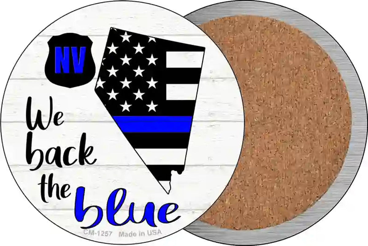 Nevada Back The Blue Novelty Circle Coaster Set of 4