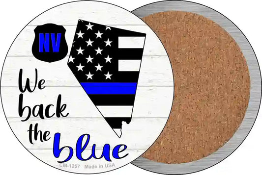 Nevada Back The Blue Novelty Circle Coaster Set of 4