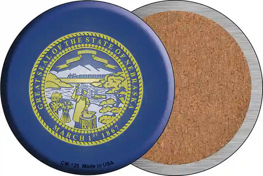 Nebraska State Flag Novelty Circle Coaster Set of 4