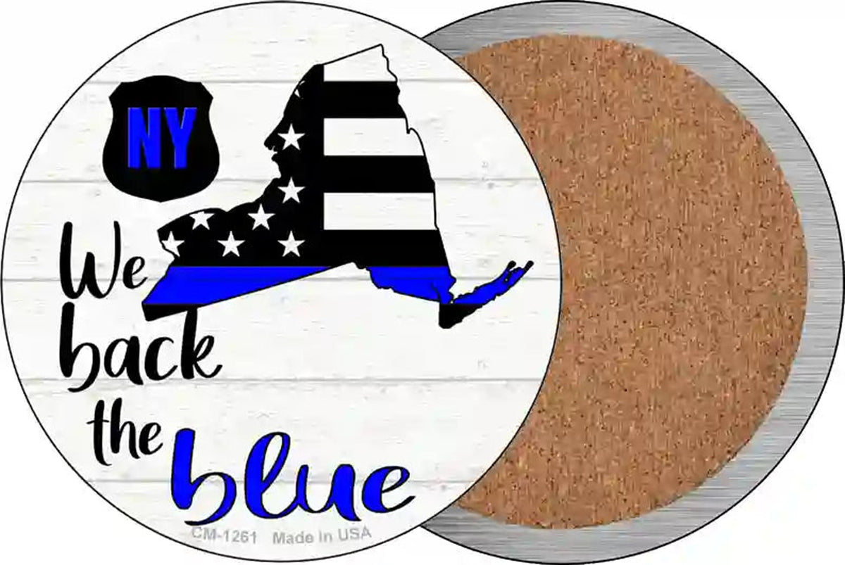 New York Back The Blue Novelty Circle Coaster Set of 4
