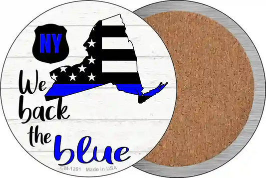 New York Back The Blue Novelty Circle Coaster Set of 4