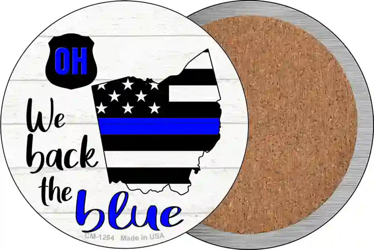 Ohio Back The Blue Novelty Circle Coaster Set of 4