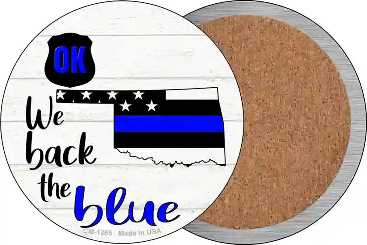 Oklahoma Back The Blue Novelty Circle Coaster Set of 4