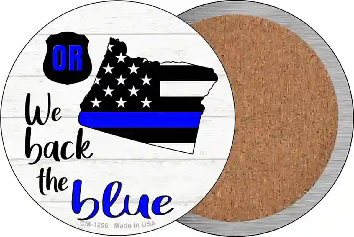 Oregon Back The Blue Novelty Circle Coaster Set of 4