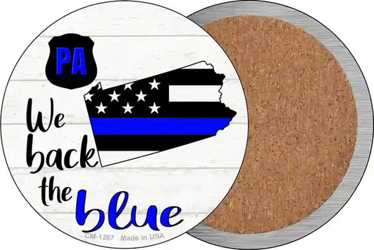 Pennsylvania Back The Blue Novelty Circle Coaster Set of 4