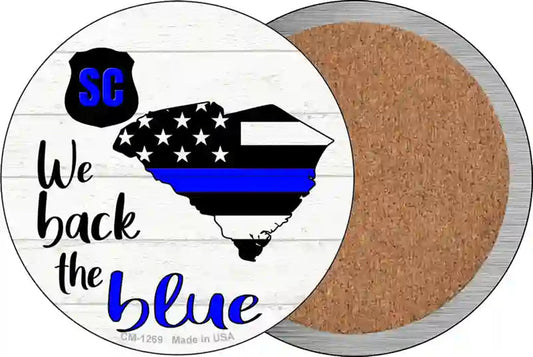South Carolina Back The Blue Novelty Circle Coaster Set of 4