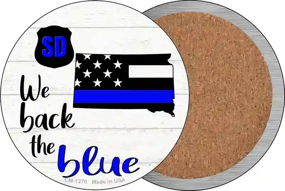 South Dakota Back The Blue Novelty Circle Coaster Set of 4