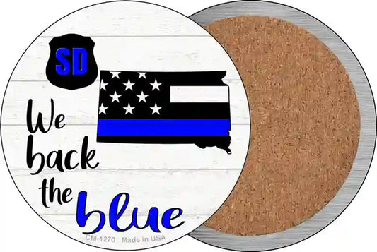 South Dakota Back The Blue Novelty Circle Coaster Set of 4