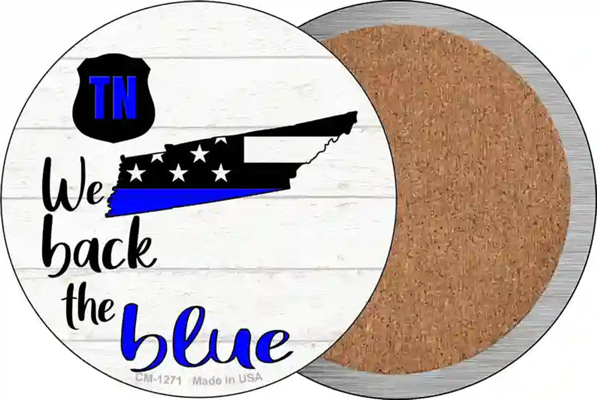 Tennessee Back The Blue Novelty Circle Coaster Set of 4