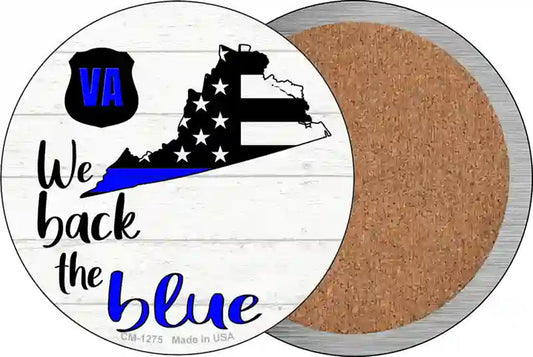 Virginia Back The Blue Novelty Circle Coaster Set of 4