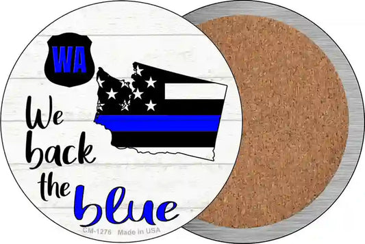 Washington Back The Blue Novelty Circle Coaster Set of 4