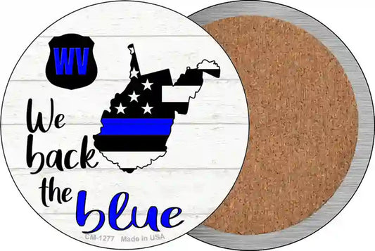 West Virginia Back The Blue Novelty Circle Coaster Set of 4