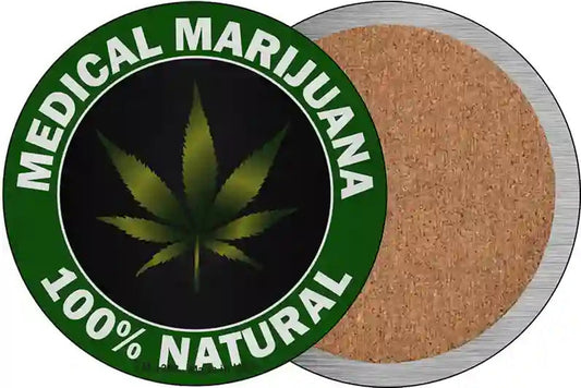 Medical Marijuana Novelty Circle Coaster Set of 4