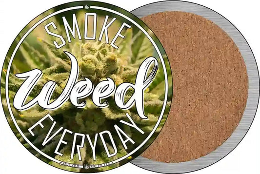 Smoke Weed Everyday Novelty Circle Coaster Set of 4