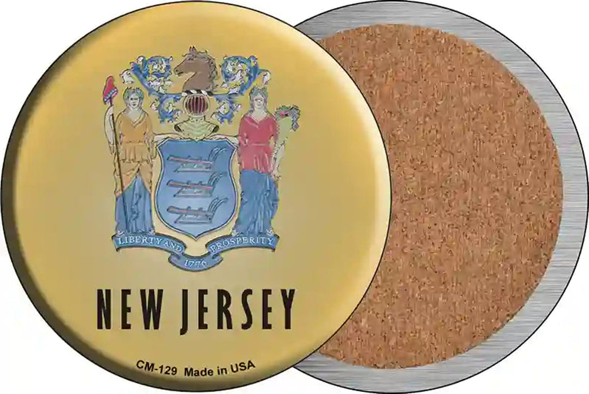 New Jersey State Flag Novelty Circle Coaster Set of 4